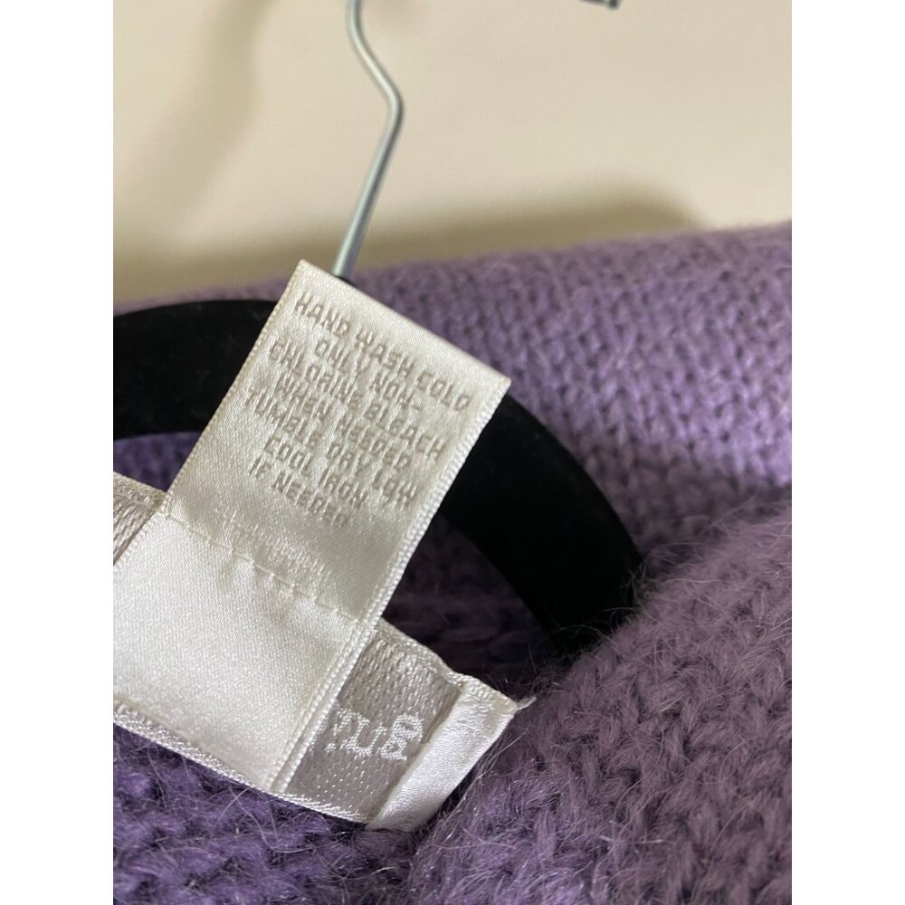 Soft Surroundings Purple Hooded Knit Cardigan Sweater Size Medium Wool Angora - Picture 8 of 13